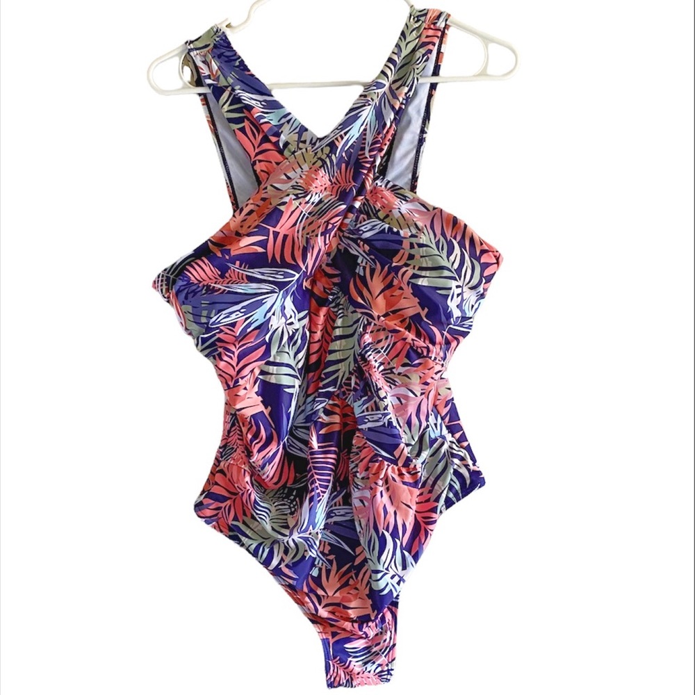 Tropical Palm Tree Leaves Multi Color One Piece Bathing suit Swimsuit